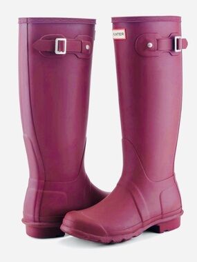 HUNTER Original Tall Gloss Waterproof Rain Boot, burgandy